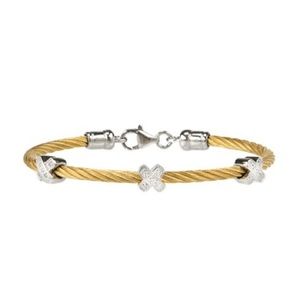 Diamond X stainless steel and sterling silver bracelet